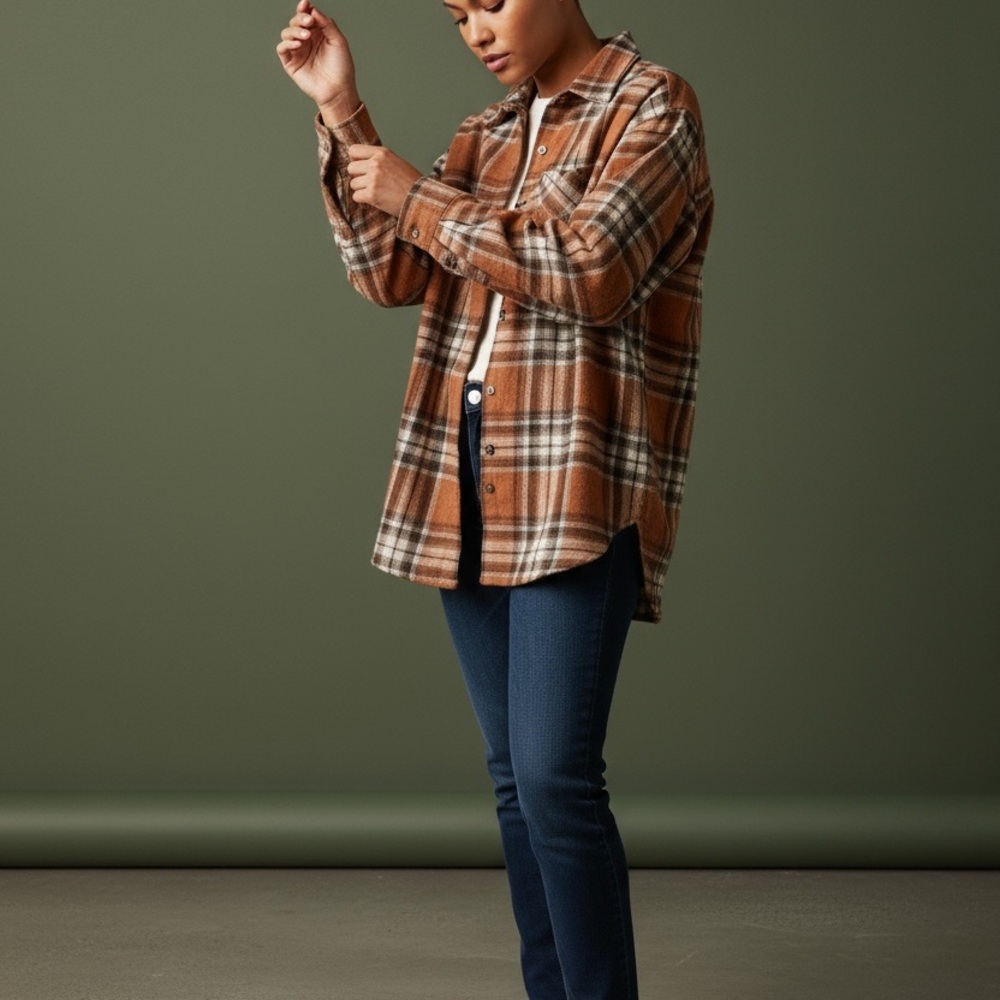No Comment NY•LA Plaid Button Down Shacket – Women’s Small